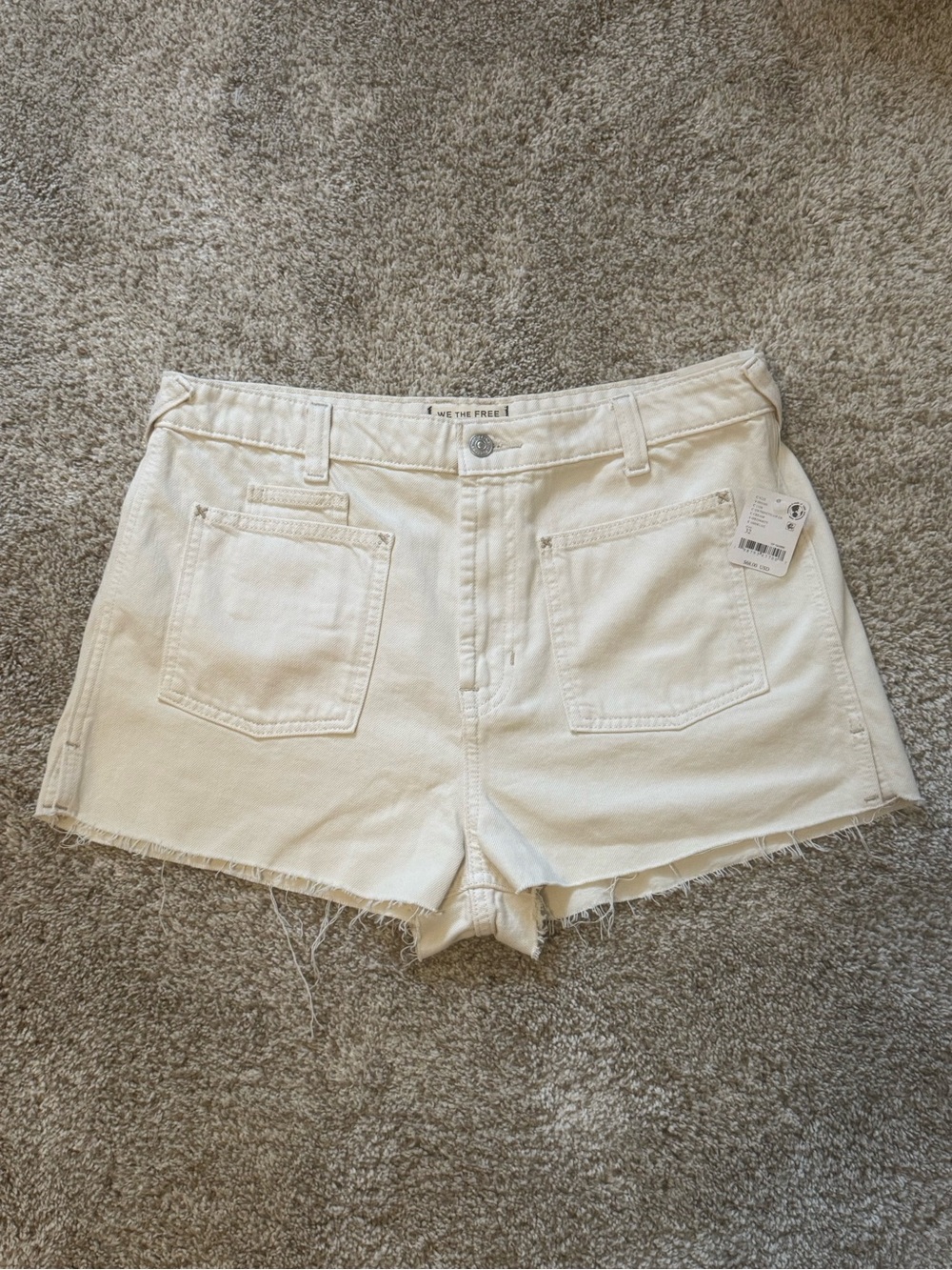 Free People Bettie Sailor Cream Denim Cutoff Shorts